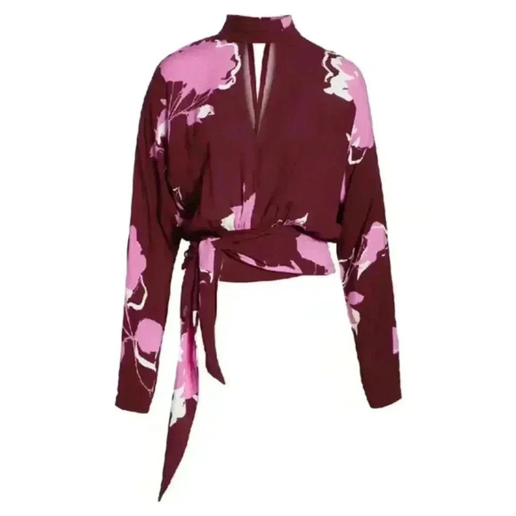 Free People Say You Love Me Blouse In Plum Size Small Floral Gauzy - Picture 1 of 11
